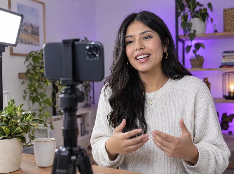 Creadora preparando contenido en video para su marca personal