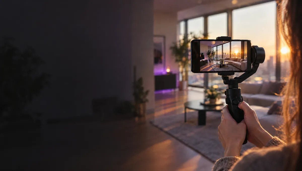 Primer plano de una grabación inmobiliaria